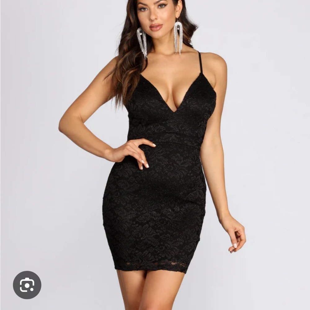 Sparkly Lace Little Black Dress